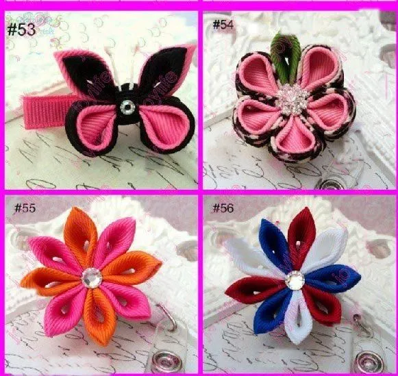 envío gratis 45 pcs kanzashi flor del pelo clips insignia carrete ...