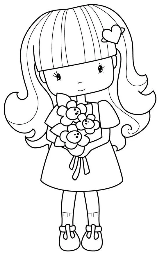 flower girl #cute #line drawing | 퀼트 | Pinterest | Colorante ...