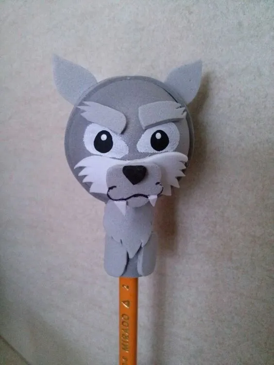 Fofulapiz de un Lobo feroz | Lapiceros decorados, Lapices decorados,  Fofuchas moldes