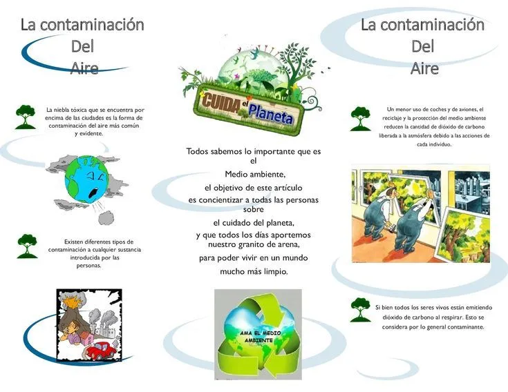 Folleto De La Contaminacion Del Aire 2 | Contaminacion del aire, Hacer un  folleto, Tipos de contaminacion