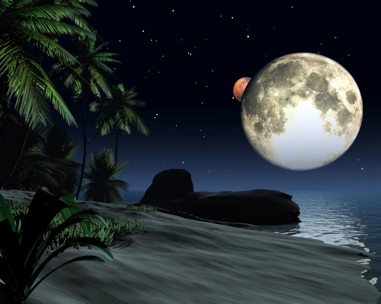 FONDOS COPADOS: fondo 3D playa de noche