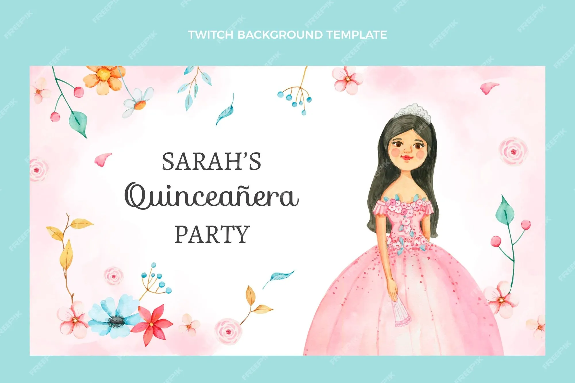 Fondo de contracción de quinceañera pintado a mano | Vector Gratis