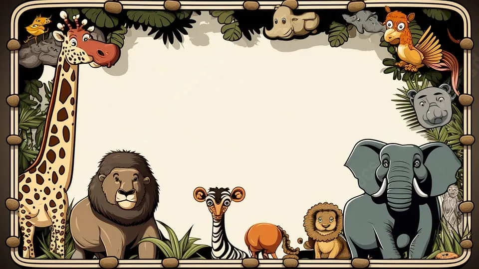 Fondo Cute Dibujos Animados Con Bordes De Animales Y Plantas. para Power  Point y Diapositivas - Slidesdocs