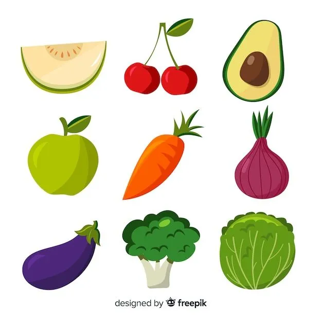 Fondo de frutas y verduras en diseño plano | Vector Gratis