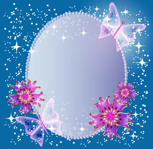 Fondo para el texto con flores y mariposas — Vector stock ...