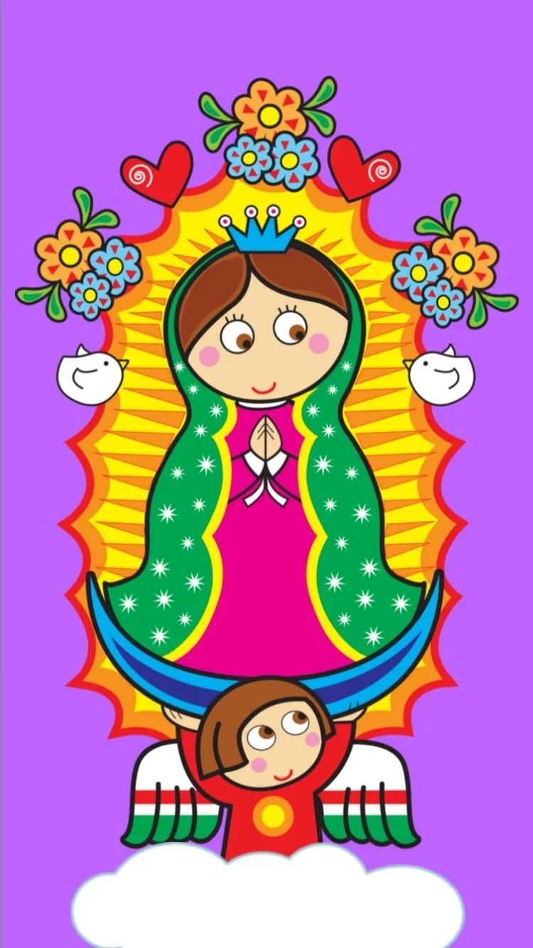 Fondo de virgen | Virgencita de guadalupe caricatura, Virgen de guadalupe  animada, Dibujos bonitos