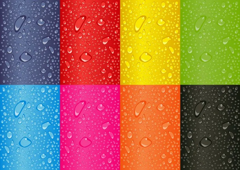 Fondos vectoriales coloreados con gotas de agua