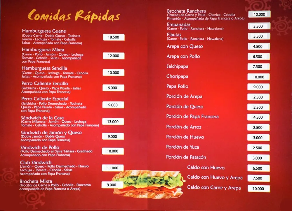 Ver Carta de Comidas Rapidas/ >> 1 - 2