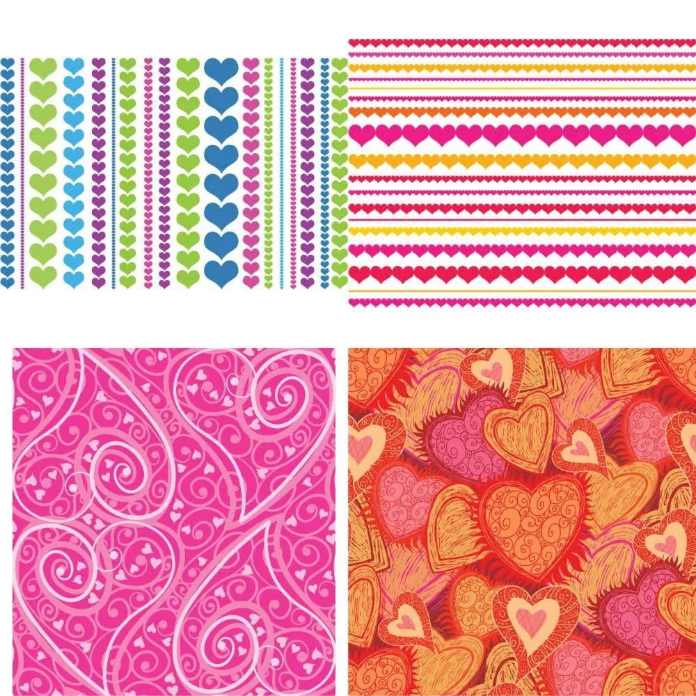 Fondos de corazones mosaiqueables (Tileable Hearts Vector Patterns ...