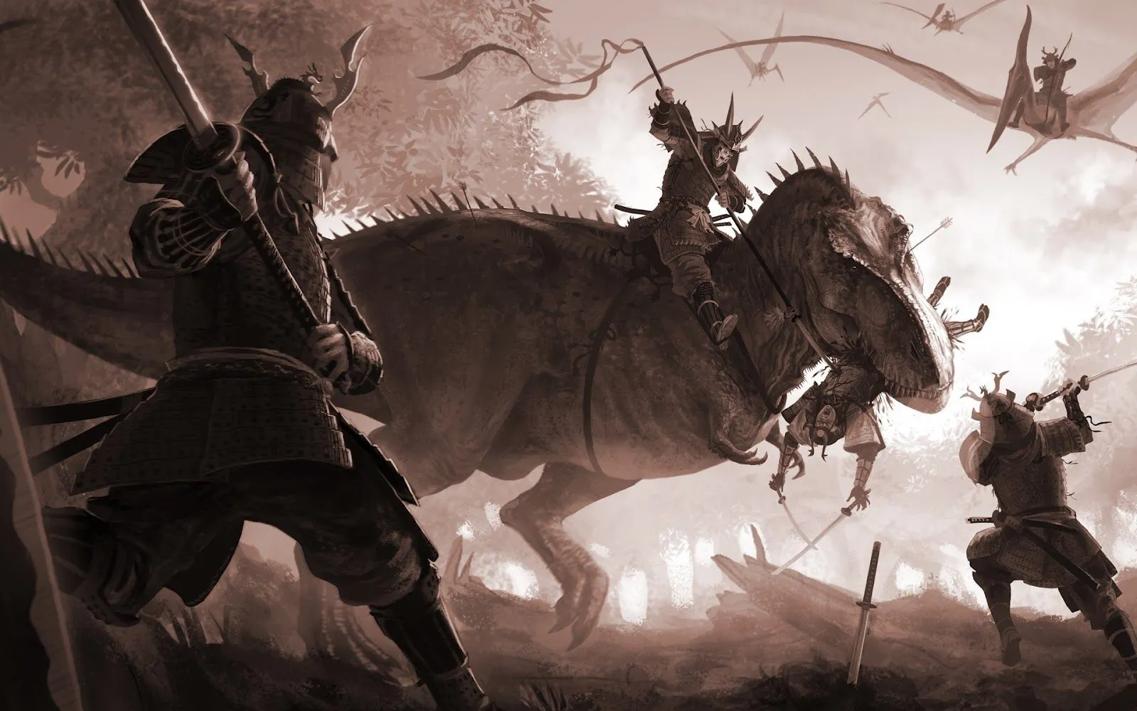 Dinosaurio vs Samurais - Fondos de Pantalla HD - Wallpapers HD