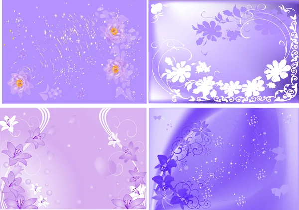 cuatro fondos de flores lilas — Vector stock © Dr.PAS #7199704