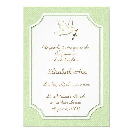 Paloma cristiana, invitación verde | Zazzle