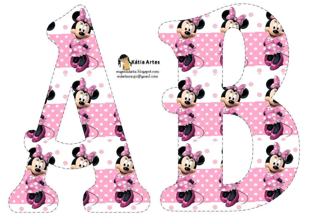 Alfabeto de Minnie en fondo con lunares blancos y rosa. | Oh my ...