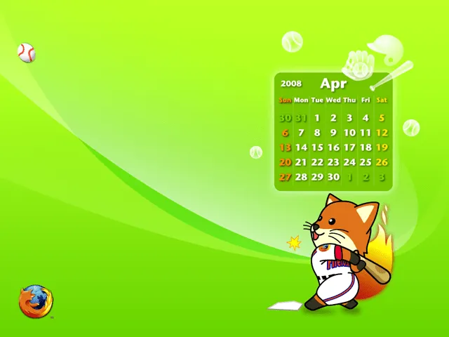 Foxkeh, fondos de escritorio con calendario para abril de 2008