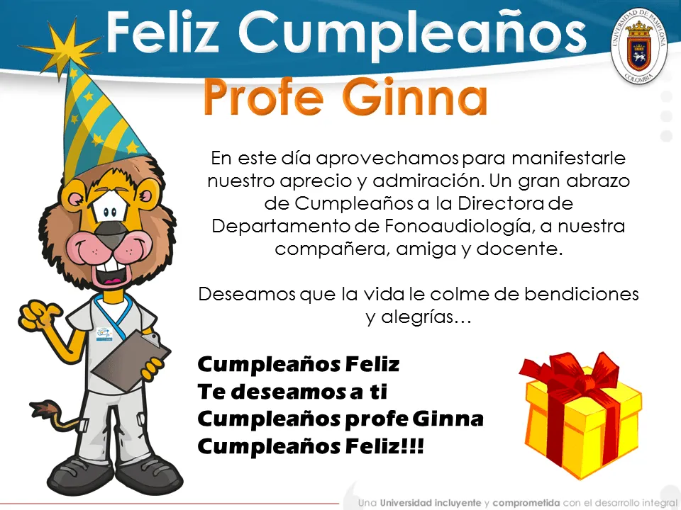 Fonoaudiología Universidad de Pamplona: Feliz Cumpleaños Profe Ginna