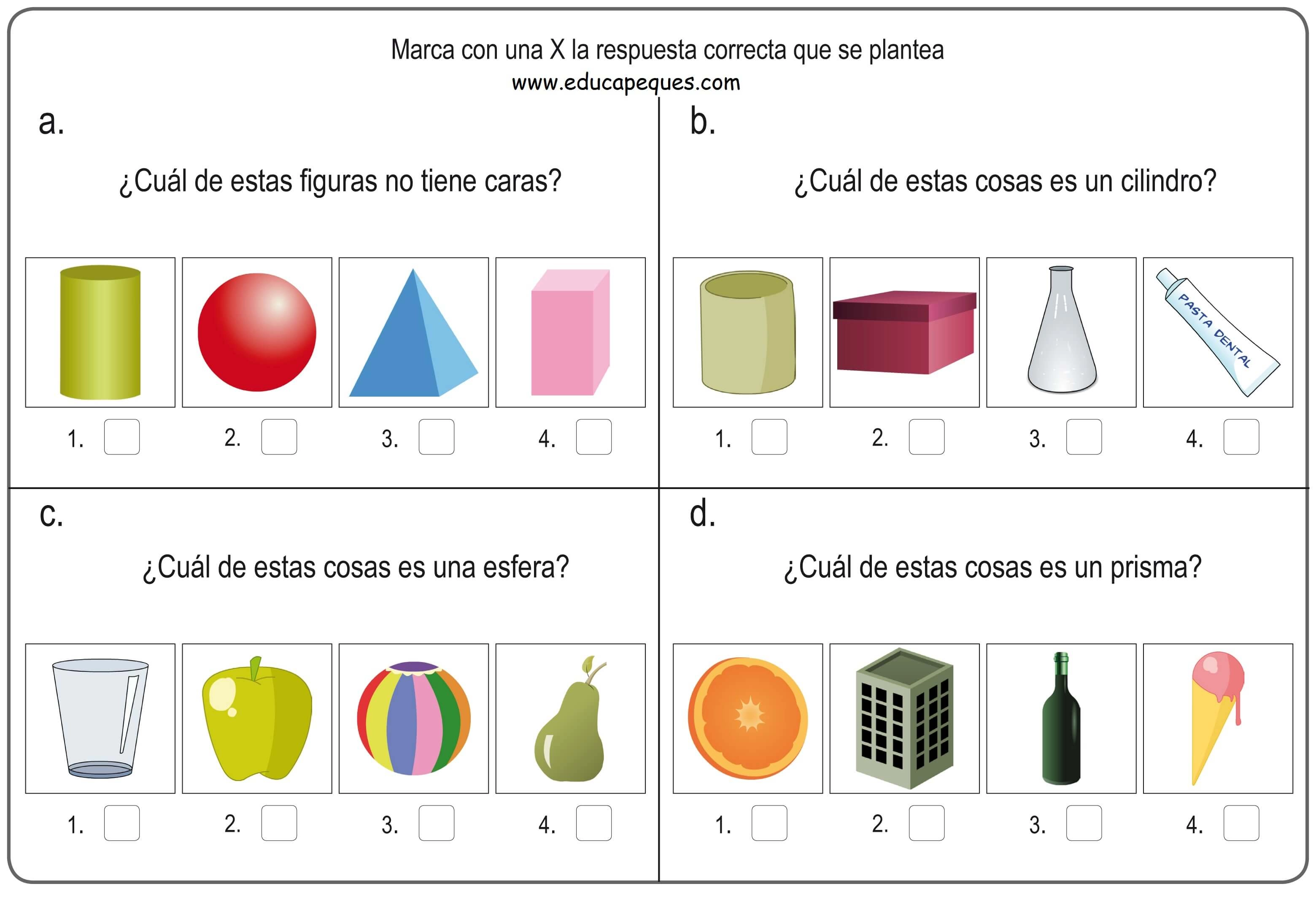 Formas y figuras geométricas tridimensionales para niños de primaria