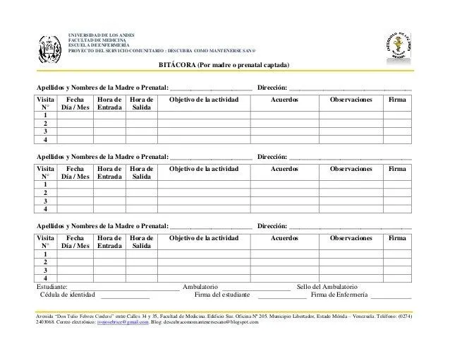Formato de bitácora proyecto descubra como mantenerse sano