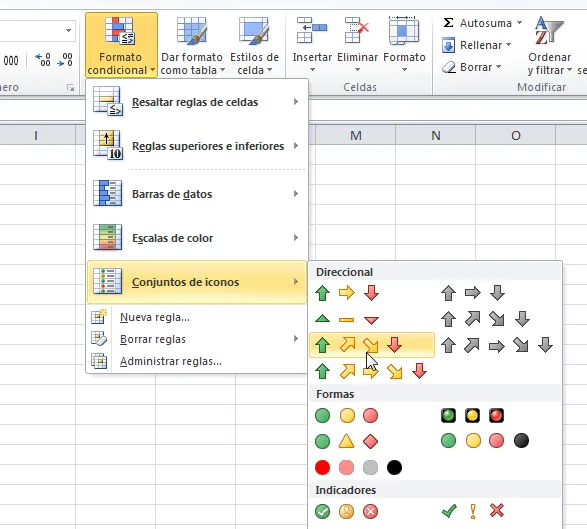 Formato condicional personalizado con iconos en Excel 2007/10 ...