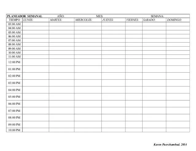 Formato planeador semanal