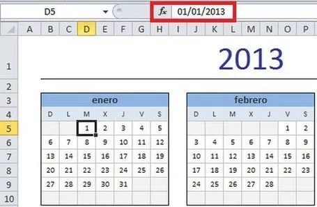 Varios formatos de calendarios para el 2013 en una hoja de Excel ...