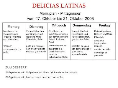 Forolatino en Tübingen: Menú de restaurant "Delicias Latinas" en ...