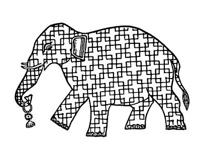 Foto Bazar: elefante - dibujo geométrico de la india - wallpaper