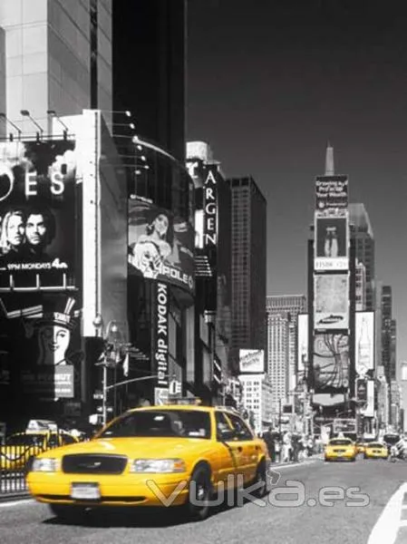 Foto: Lámina en blanco y negro de Nueva York y el mítico Taxi de ...