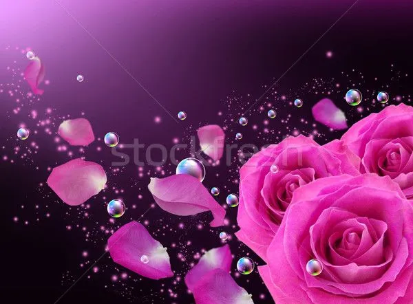 Foto stock - rosas · mariposa · burbujas · estrellas · aumentó ...