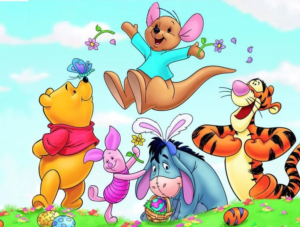 Winnie pooh y sus amigos jugando en el jardín de los sueños