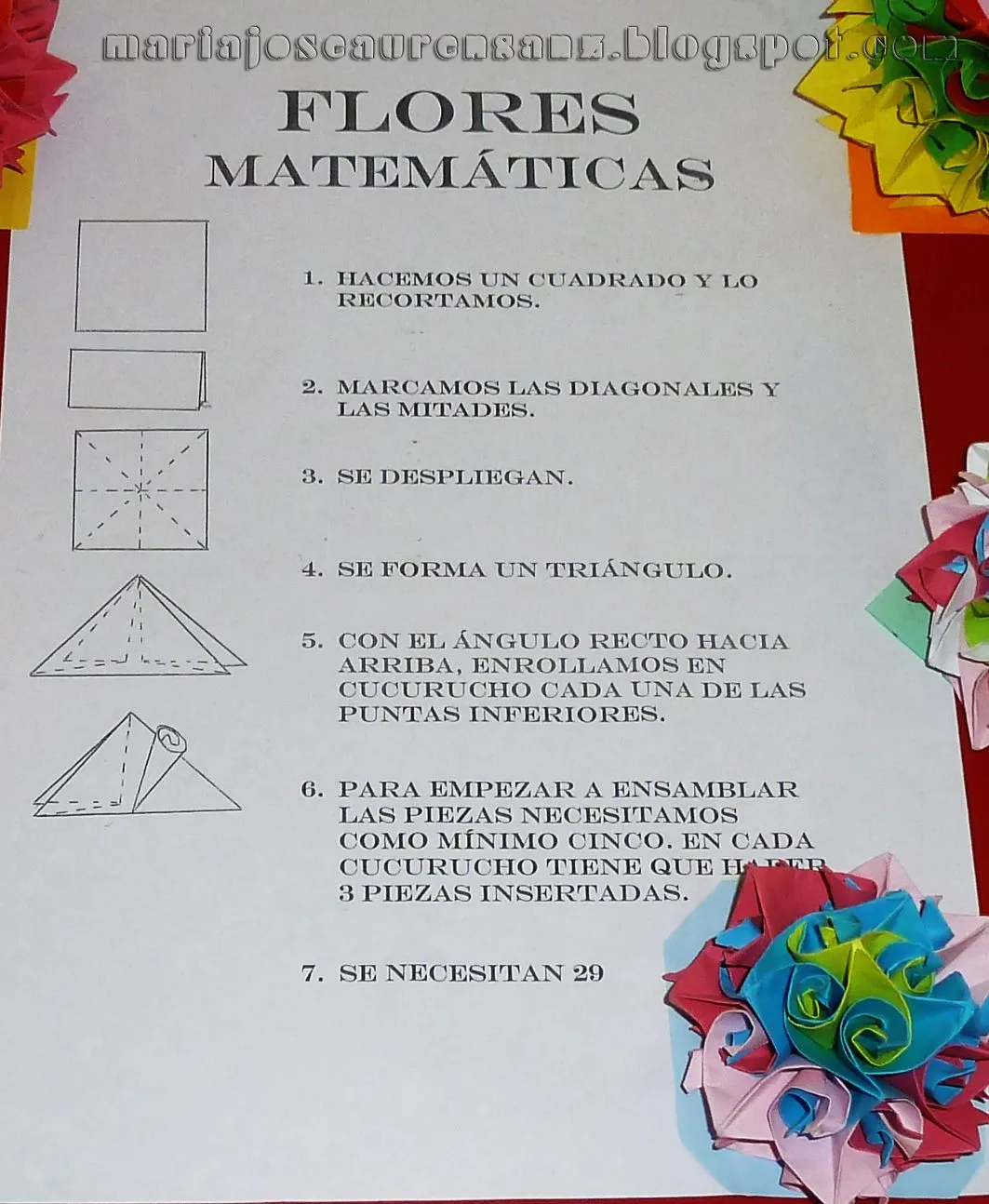 Fotografías de Mj Aurensanz: Flor de papel de colores Papiroflexia ...