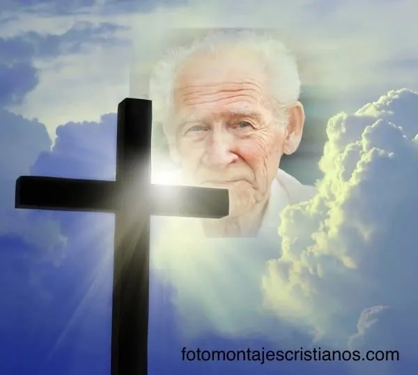 Fotomontaje con una Cruz para despedir a un fallecido