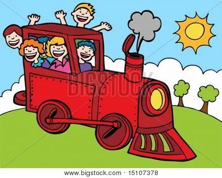 Vectores y fotos en stock de Dibujos animados Train Ride sol: Onda ...