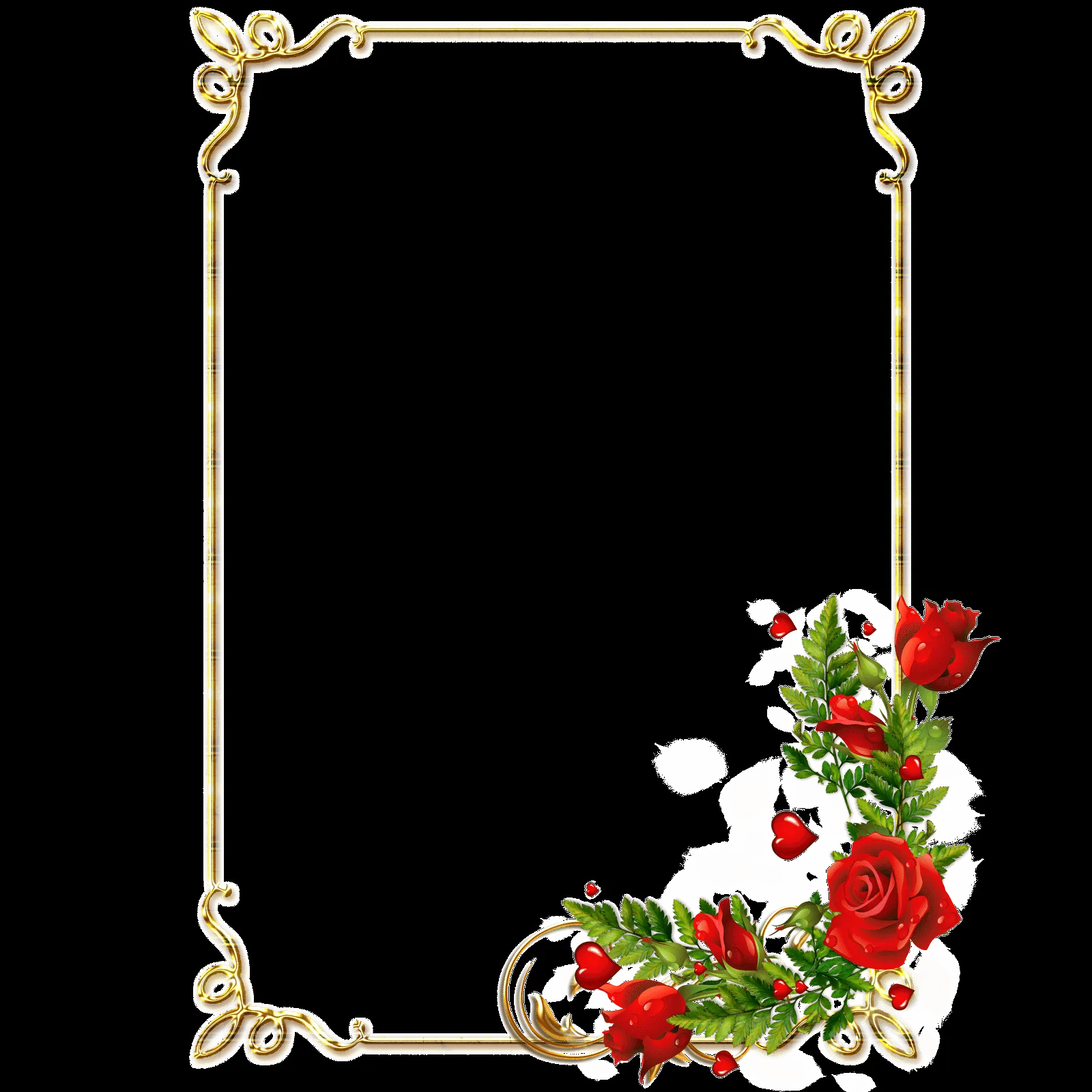 Frames PNG douradas com rosa vermelhas | Imagens para photoshop