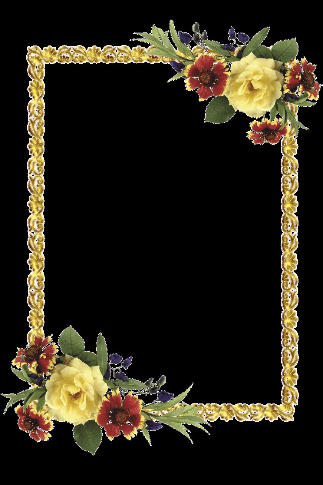 Frames PNG oval com flores-Central Photoshop