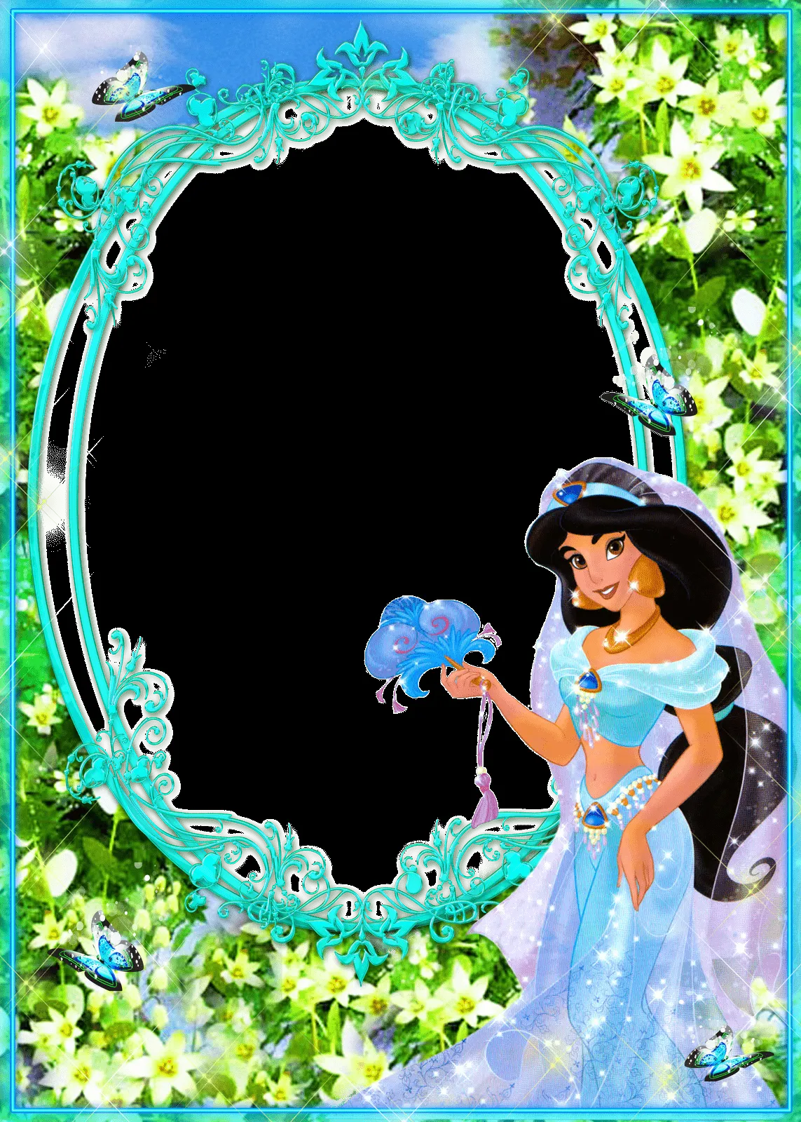 Frames PNG princesas disney e flores-Central Photoshop