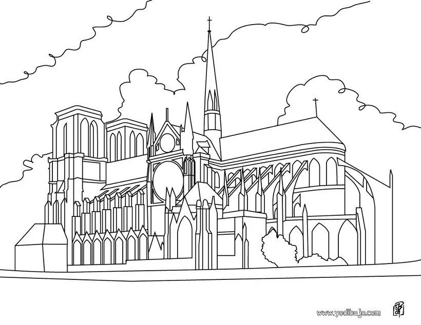 FRANCIA para colorear, NOTRE DAME DE PARIS para imprimir