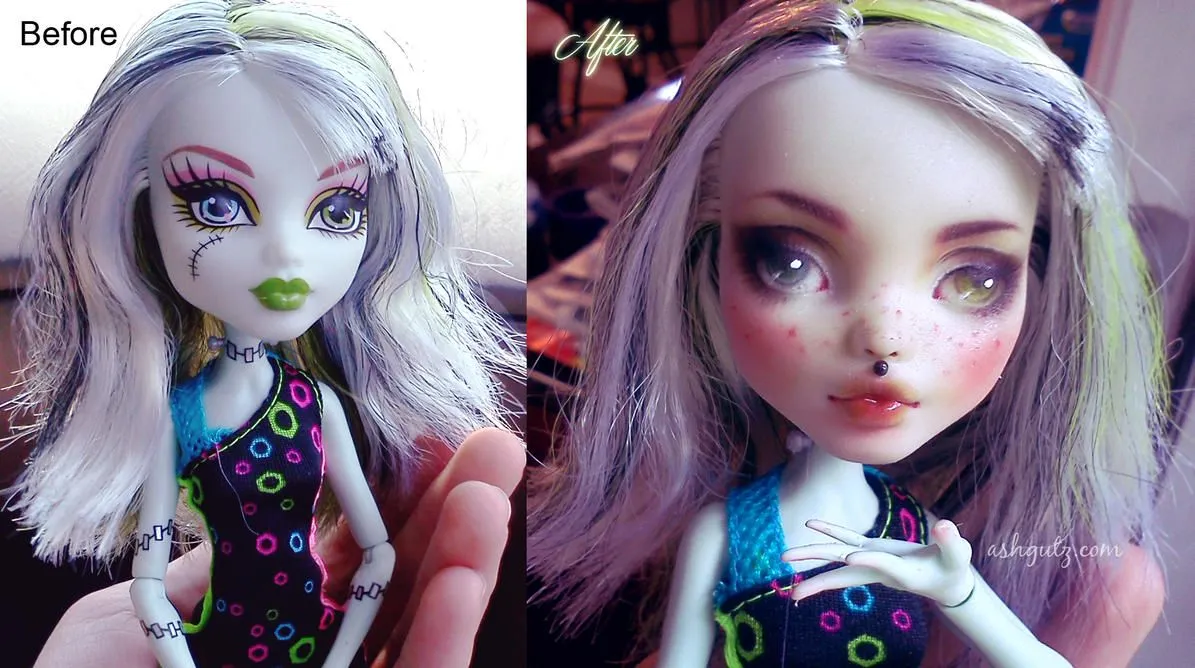 Frankie Stein before and after repaint by AshGUTZ on DeviantArt