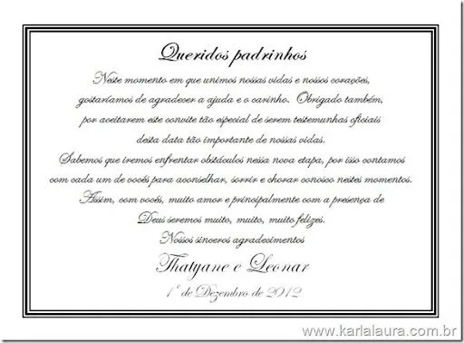 Frases de agradecimentos a padrinhos de casamento - Imagui