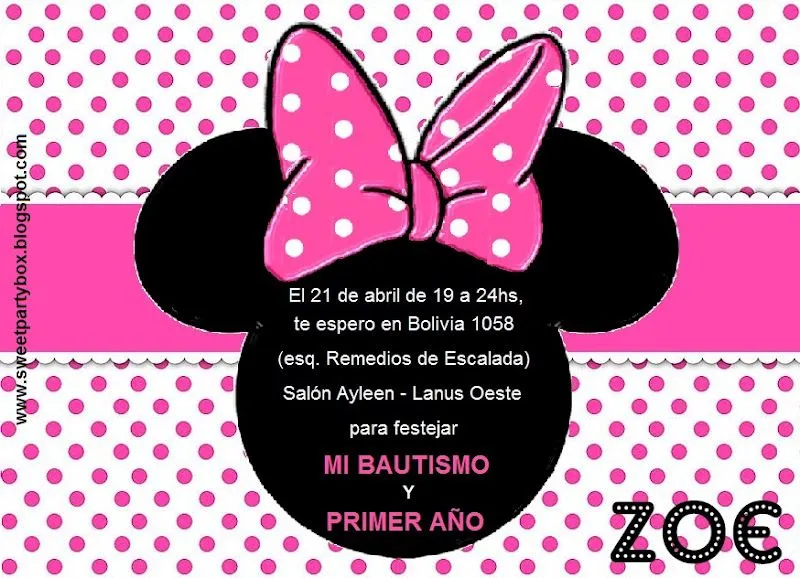 Invitaciones de Minnie rosas - Imagui