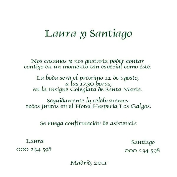 El taller de Sabela: Tipos de texto para la invitación de boda