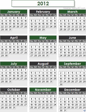 Free 2012 Calendar Images and 2012 Calendar Templates