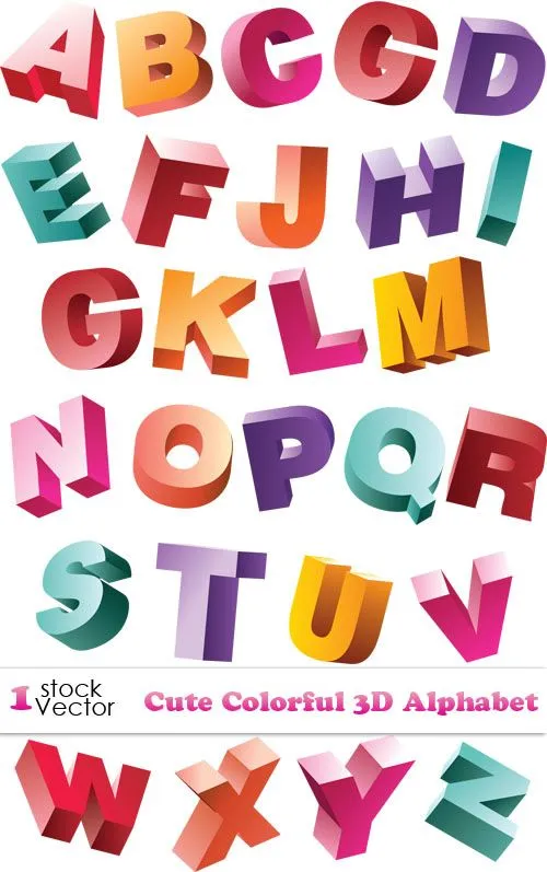 Cute Colorful 3D Alphabet Vector | Free Vectors