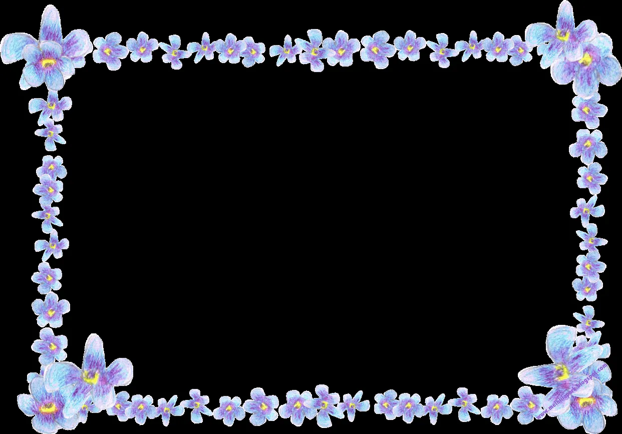 free digital blue flower frame: faux vintage forget-me-not frame ...