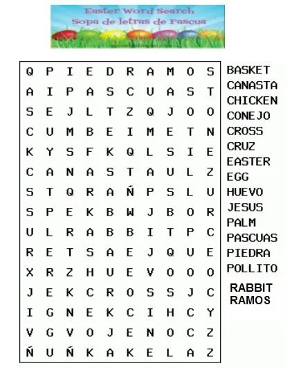 Free Easter Word Search - Sopa de Letras - Mami habla español