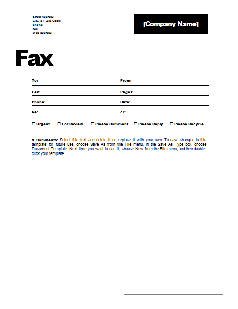 Free Fax Cover Sheet