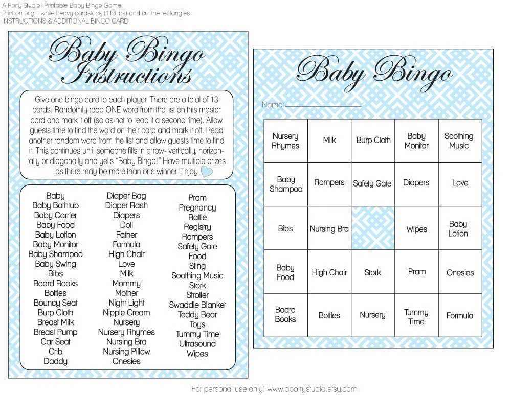 FREE (Girl and Boy) Baby Shower Bingo Printables from A Party ...