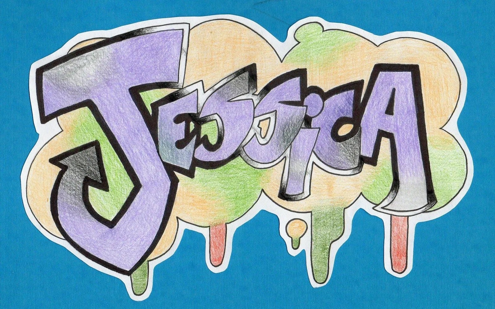 Full Art Painting Design: Free Graffiti Alphabet Names " Jessica "