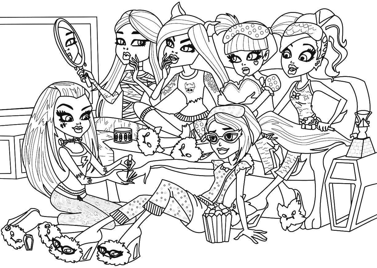 Free Printable Monster High Coloring Pages: Monster High Slumber ...