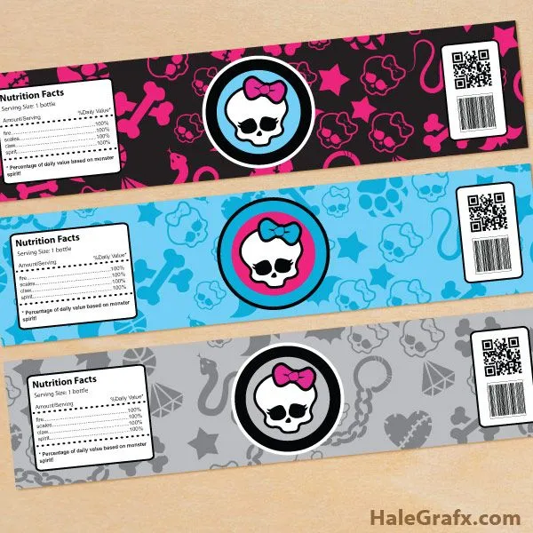 FREE Printable Monster High Water Bottle Labels