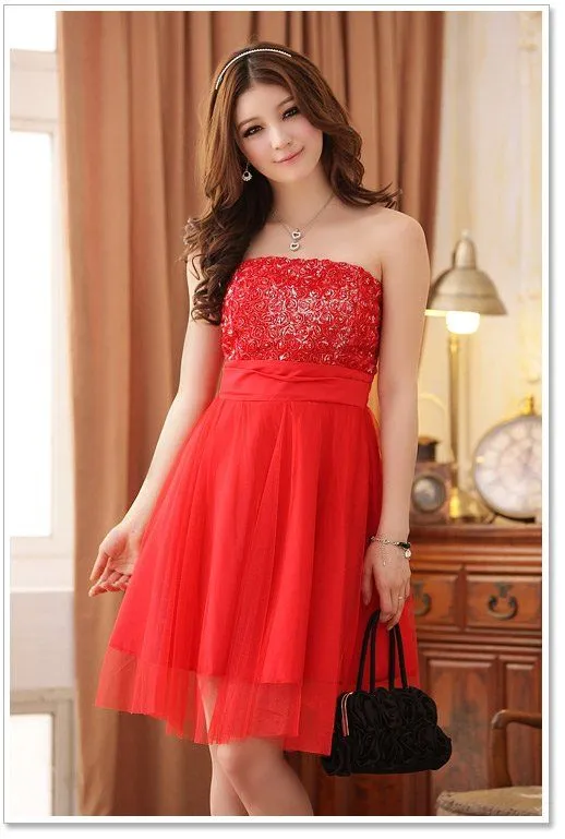 Free Shipping!! Women's Ruffles Dress Sweet Beading Casual Dress ...